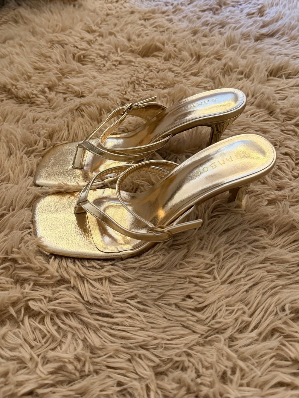 Gold Strappy Kitten Heels - Women's Size 6M